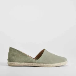 Online Alpargata de yute y piel verde Mujer Alpargatas