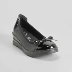 Hot Bailarina cuña charol negra Mujer Zapatos Confort|Bailarinas