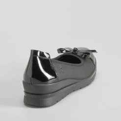 Hot Bailarina cuña charol negra Mujer Zapatos Confort|Bailarinas