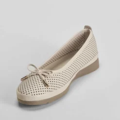 Best Bailarina perfos de piel beige Mujer Zapatos Confort|Bailarinas