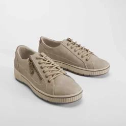 Hot Blucher cremallera en beige Mujer Zapatos Planos|Bluchers