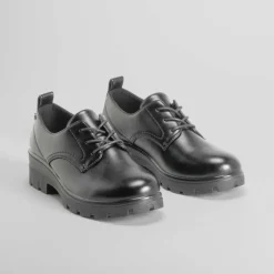 Blucher negro tacón dentado Mujer Zapatos Confort|Bluchers