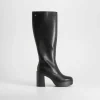 Outlet Bota alta de tacón con plataforma negro Mujer Botas Planas