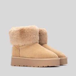 Discount Bota australiana pelo beige Mujer Botines Planos