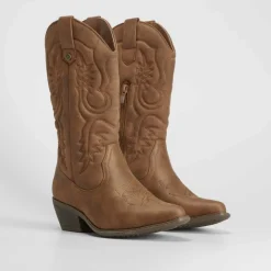 Clearance Bota campera alta tacón Mujer Botas Tacón