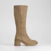 Outlet Bota de tacón crepe marrón Mujer Botas Tacón