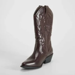 Outlet Bota tacón campera burdeos Mujer Botas Tacón