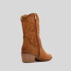 Best Bota tacón campera camel Mujer Botines Tacón
