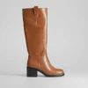 Online Bota tacón campera marrón Mujer Botas Tacón