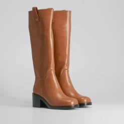 Online Bota tacón campera marrón Mujer Botas Tacón