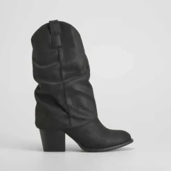 Clearance Bota tacón campera negra Mujer Botines Tacón