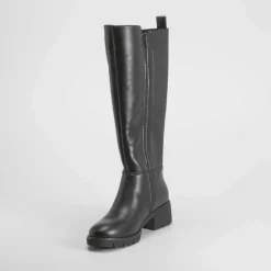 Outlet Bota tacón dentado Shock Absorber negra Mujer Botas Tacón