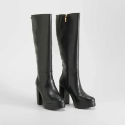 Discount Bota tacón plataforma negra Mujer Botas Tacón