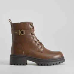 Online Botín acordonado marrón PICCOLA PIU Mujer Botines Planos