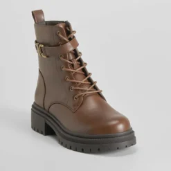 Online Botín acordonado marrón PICCOLA PIU Mujer Botines Planos