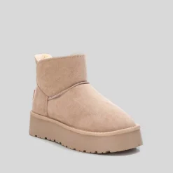 Botín australiano plataforma beige Mujer Botines Planos