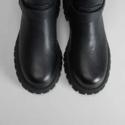 Hot Botín biker con hebilla negro Mujer Botines Planos