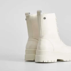 Clearance Botín blanco militar Mujer Botines Planos