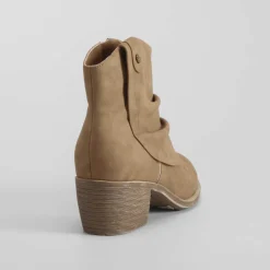Clearance Botín campero pala plisada marrón Mujer Botines Tacón