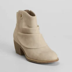 Clearance Botín campero pala plisada beige Mujer Botines Tacón