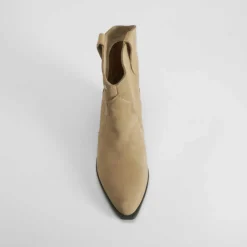 New Botín campero piel beige Mujer Botines Tacón