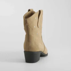 New Botín campero piel beige Mujer Botines Tacón