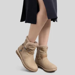New Botín casual pelo beige Mujer Botines Planos