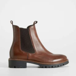 Clearance Botín chelsea track piel marrón Mujer Botines Planos