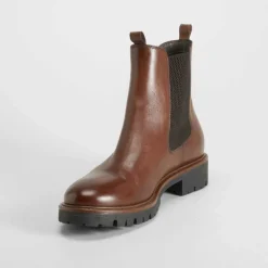 Clearance Botín chelsea track piel marrón Mujer Botines Planos