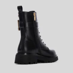 Clearance Botín cordón charol negro Mujer Botines Planos