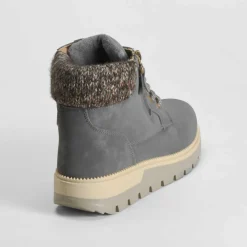 Hot Botín cordón cuello lana gris Mujer Botines Planos