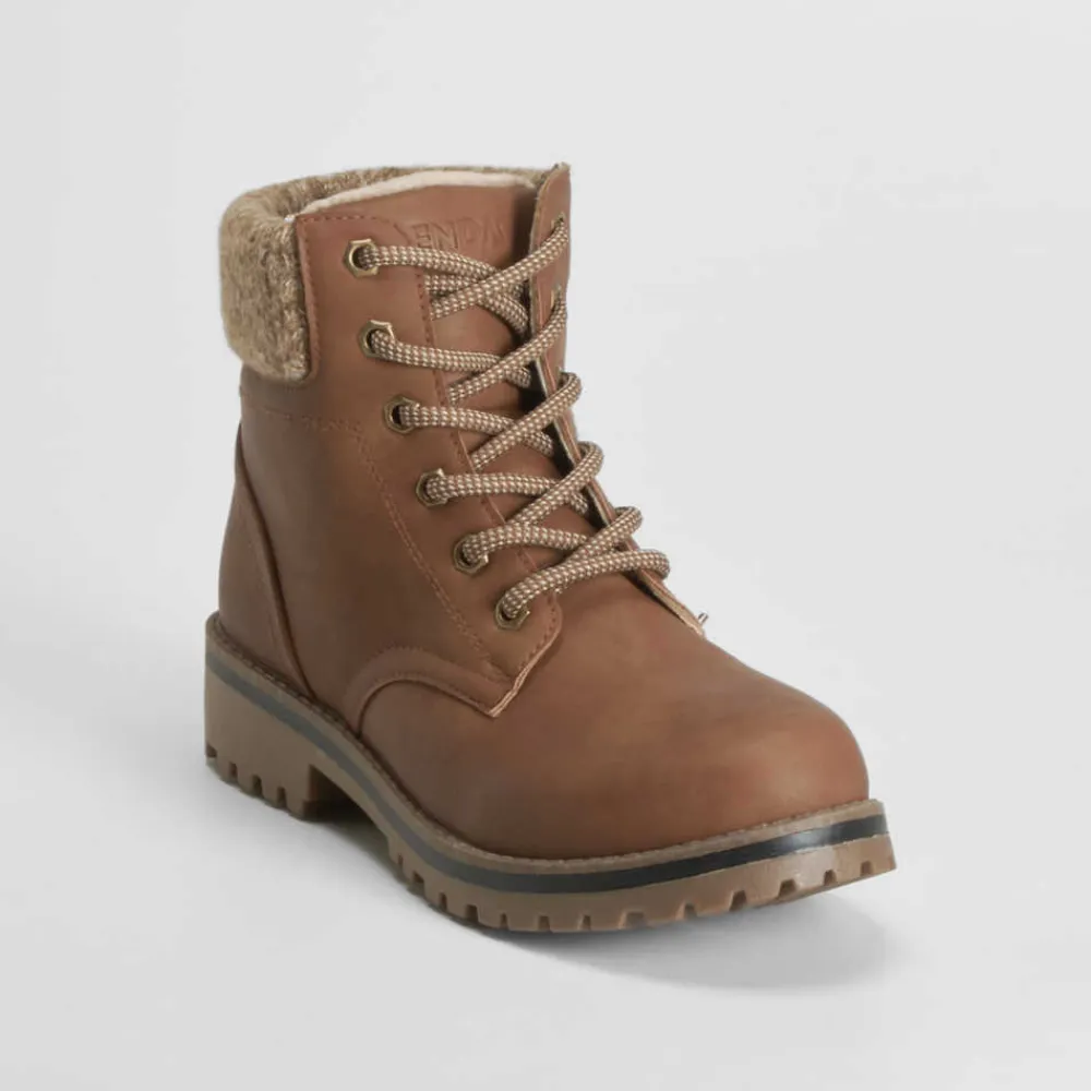 Discount Botín cordón cuello lana marrón Mujer Botines Planos