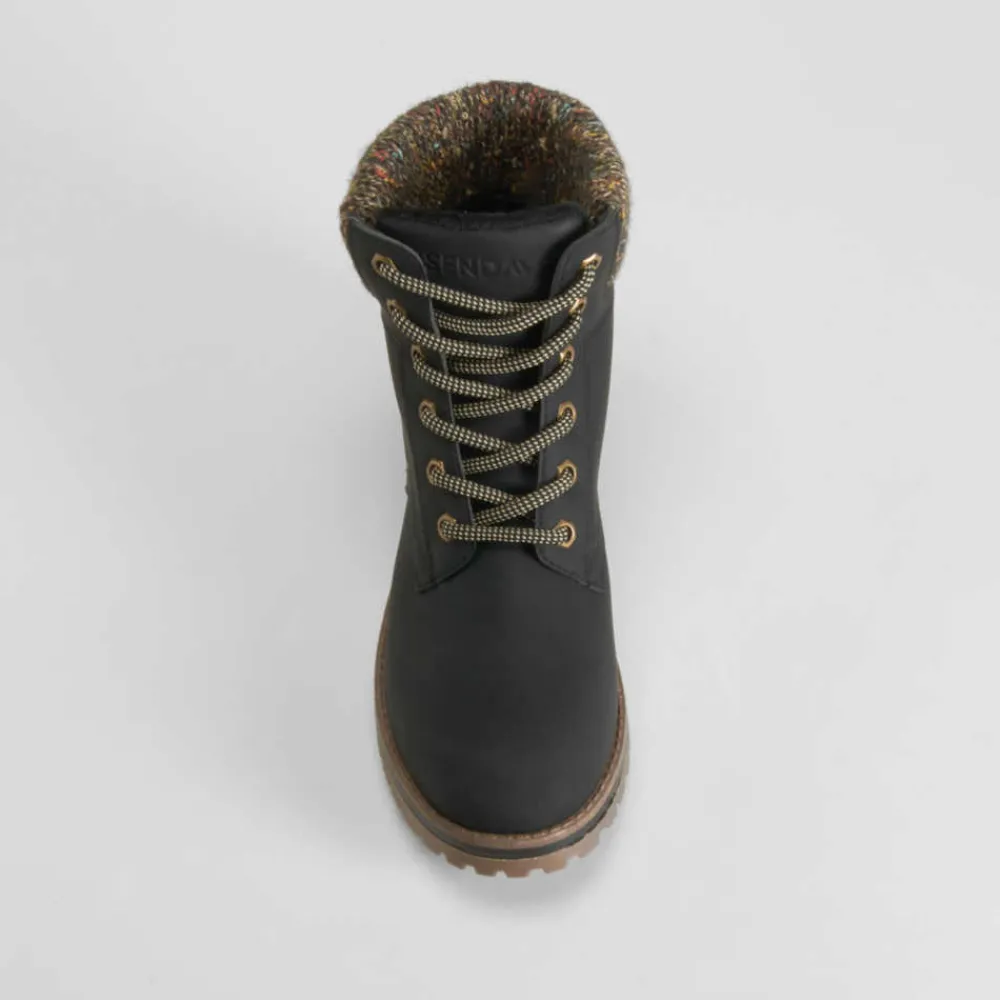 Best Botín cordón cuello lana negro Mujer Botines Planos