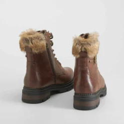 Botín cordón cuero Mujer Botines Planos