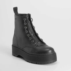 Sale Botín cremallera plataforma negro Mujer Botines Plataforma