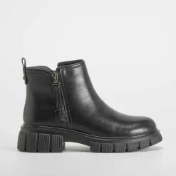 Clearance Botín cremallera vestir Soft Insock negro Mujer Botines Planos