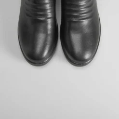 New Botín cuña de piel negro Mujer Botines Planos