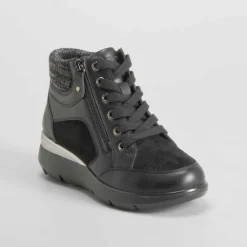 New Botín cuello lana Shock Absorber negro Mujer Botines Planos