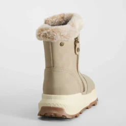 Hot Botín cuello pelo beige Mujer Botines Planos