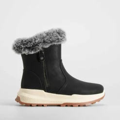 Hot Botín cuello pelo negro Mujer Botines Planos