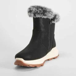 Hot Botín cuello pelo negro Mujer Botines Planos