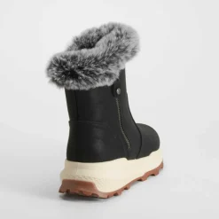 Hot Botín cuello pelo negro Mujer Botines Planos