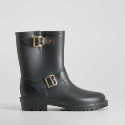 Outlet Botín de agua hebillas negro PICCOLA PIU Mujer Botas De Agua