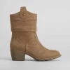 Sale Botín de tacón campero camel Mujer Botines Tacón