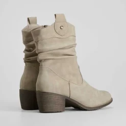 Sale Botín de tacón campero crudo Mujer Botines Tacón