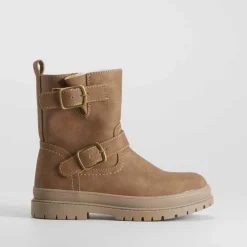 New Botín doble hebilla pelo juvenil marrón OH GIRL Botines