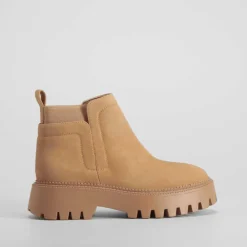 Outlet Botín elástico piso dentado camel Mujer Botines Planos