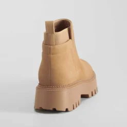 Outlet Botín elástico piso dentado camel Mujer Botines Planos