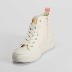 Discount Botín lona beige y flores OH GIRL Zapatillas Lona