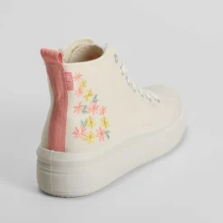 Discount Botín lona beige y flores OH GIRL Zapatillas Lona